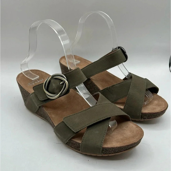 DANSKO "Susie" Sage Milled Nubuck Sandals Platform Shoe Open Toe Heel Sz 40 - Picture 6 of 10